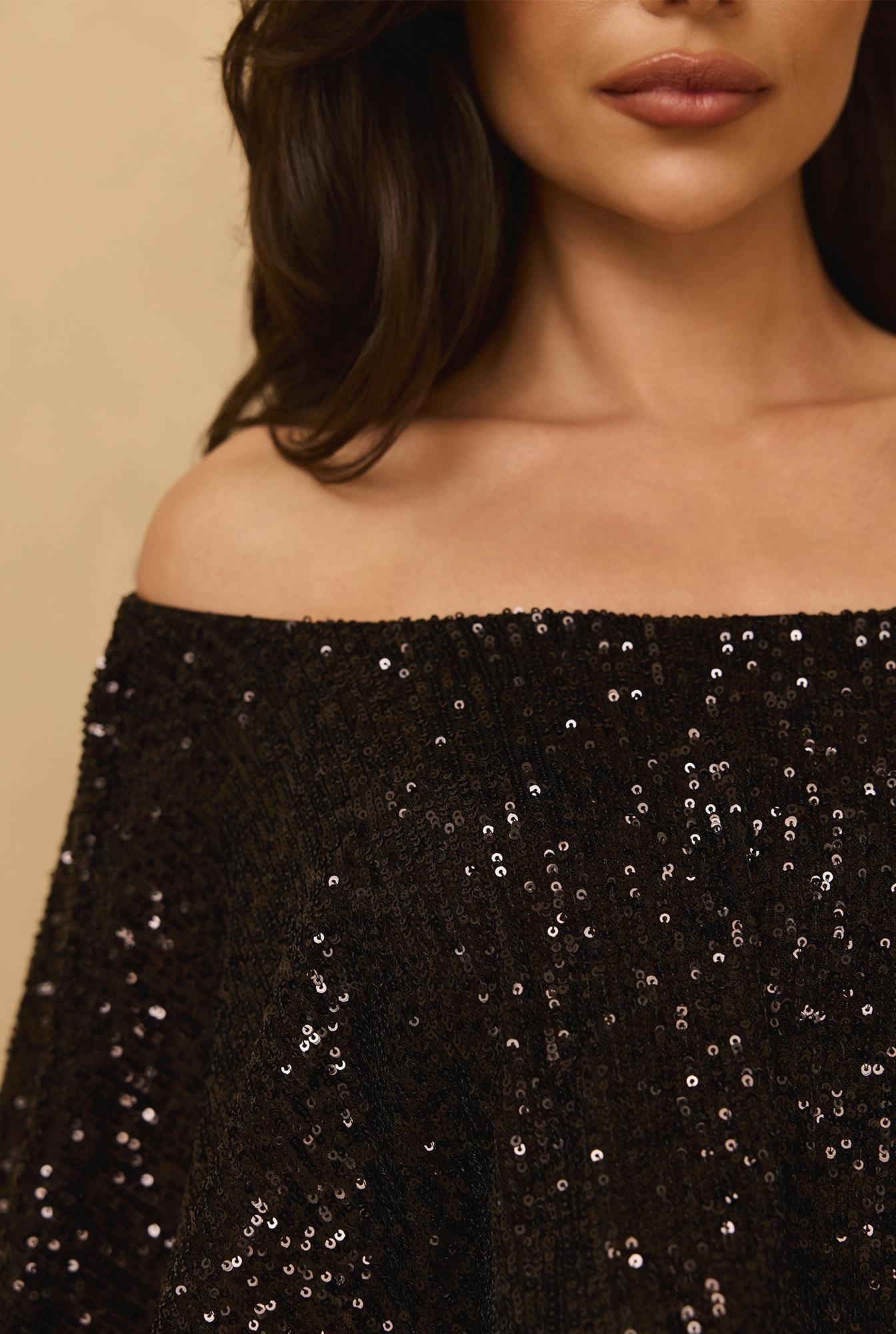 Chaeri - Maxi abito nero con paillettes